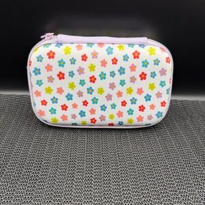 Up & Up Floral Hard Pencil Case White Multi Flower Zip-Up Pouch 081224001